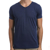 Mossimo Standard Issue V Neck Short Sleeved T Shirt Navy Marle 0M06BC Size S
